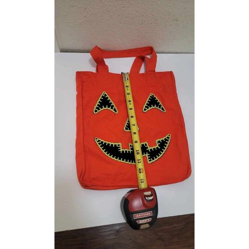 Halloween Trick Or Treat Bags Set - Purple Cat & Orange Pumpkin Design With Hand